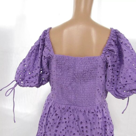 NEW ENGLISH FACTORY Womens Eyelet Scallop Edge Mini Dress Purple Size L - Picture 12 of 14